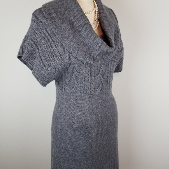 Banana Republic Wool & Cashmere Grey Cowl Neck Knit Sweater Dress * Ladies Small - Picture 7 of 9